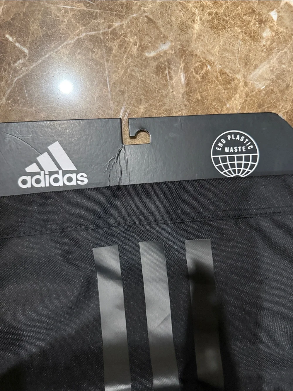 adidas Black Drawstring Sling Backpack with Reflective Three-Stripes